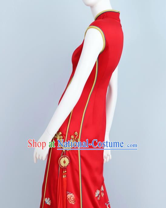 Chinese Classical Embroidered Red Xiuhe Suits Wedding Clothing Traditional Ceremony Toasting Garment Costumes Ancient Bride Dress