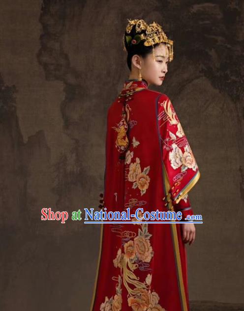 Chinese Classical Embroidered Red Xiuhe Suits Wedding Clothing Traditional Ceremony Toasting Garment Costumes Ancient Bride Dress