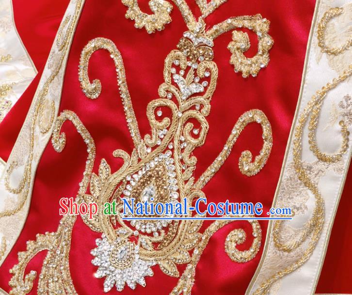 Chinese Wedding Toasting Garment Costumes Ancient Bride Red Dress Classical Embroidered Xiuhe Suits Traditional Ceremony Clothing