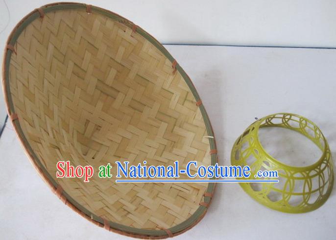 China Handmade Minority Bamboo Hat Yunnan Ethnic Group Folk Dance Headwear Dai Nationality Performance Pineapple Headdress