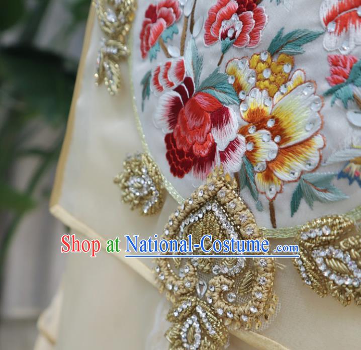 Chinese Classical Embroidered Champagne Xiuhe Suits Traditional Hanfu Dress Wedding Ceremony Toasting Clothing Ancient Bride Garment Costumes