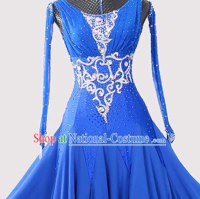 Professional Modern Dance Fashion Waltz Performance Clothing Ballroom Dancing Royalblue Dress International Dance Competition Garment