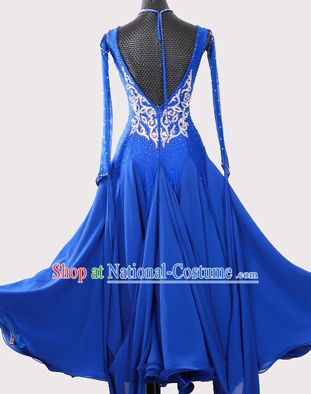 Professional Modern Dance Fashion Waltz Performance Clothing Ballroom Dancing Royalblue Dress International Dance Competition Garment