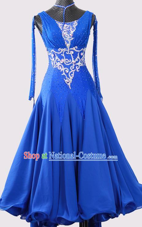 Professional Modern Dance Fashion Waltz Performance Clothing Ballroom Dancing Royalblue Dress International Dance Competition Garment