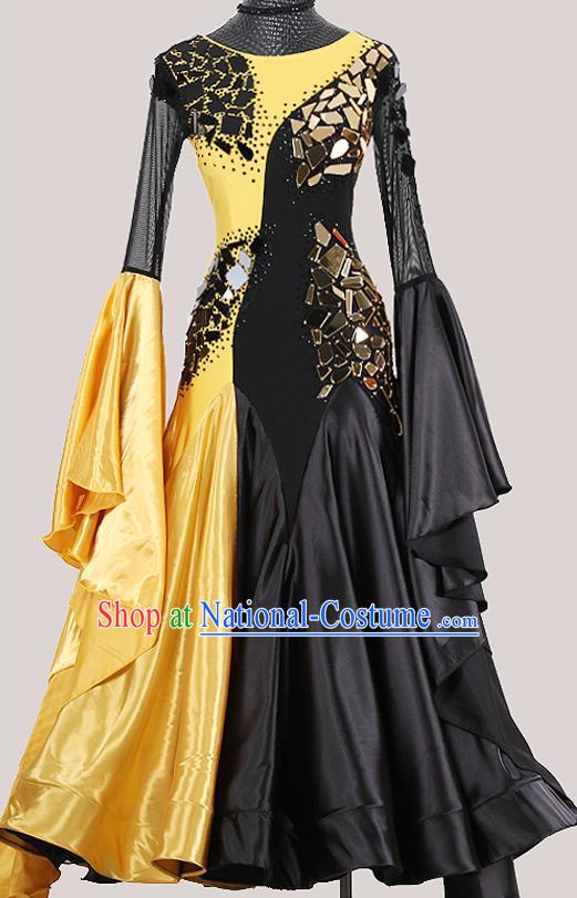 Custom Modern Dance Fashion Waltz Performance Garment Ballroom Dancing Wide Sleeve Dress International Dance Competition Clothing