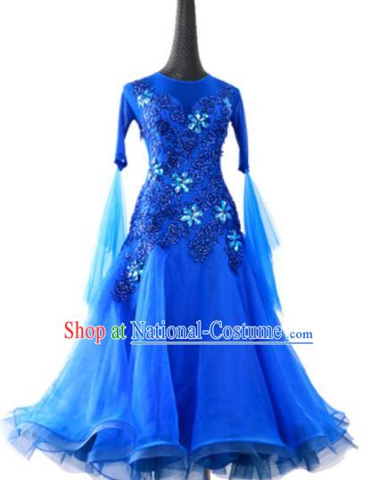 Custom Ballroom Dancing Royalblue Dress Modern Dance Clothing International Dance Garment Woman Waltz Dancewear