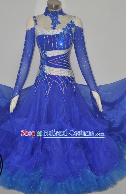 Custom International Dance Garment Woman Waltz Performance Dancewear Ballroom Dancing Royalblue Dress Modern Dance Clothing