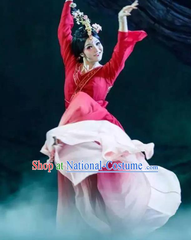 Chinese Classical Dance Red Dress Stage Performance Garment Zhaojun Chu Sai Dance Costumes Female Solo Dance Clothing