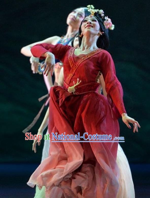 Chinese Classical Dance Red Dress Stage Performance Garment Zhaojun Chu Sai Dance Costumes Female Solo Dance Clothing