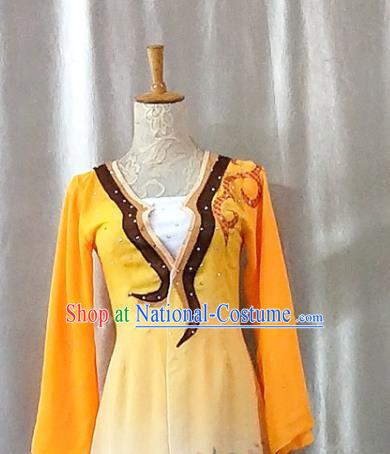 Chinese Female Solo Dance Clothing Classical Dance Yellow Dress Stage Performance Garment Umbrella Dance Costumes