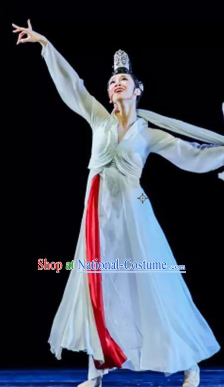 Chinese Hanfu Dance Garment Costumes Female Solo Dance Clothing Classical Dance White Dress Stage Performance Outfits