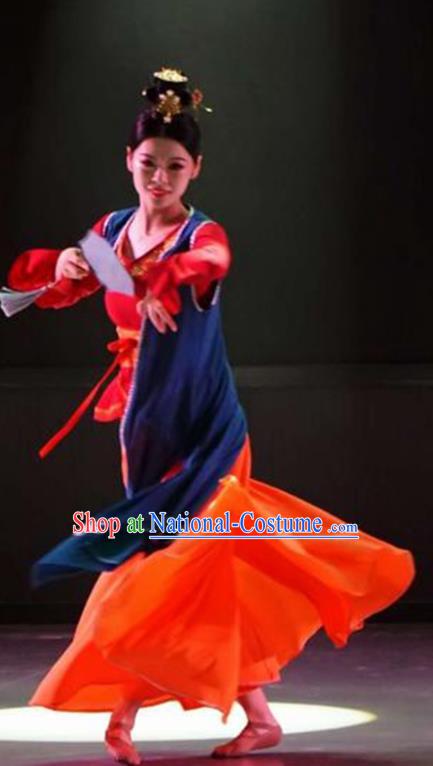 Chinese Classical Dance Dress Stage Performance Outfits Hanfu Dance Garment Costumes Female Fan Dance Clothing