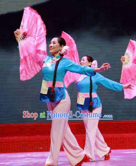 China Yangko Dance Outfits Women Group Dance Fashions Folk Dance Uniforms Fan Dance Costumes