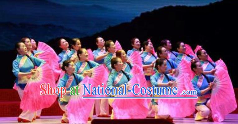 China Yangko Dance Outfits Women Group Dance Fashions Folk Dance Uniforms Fan Dance Costumes