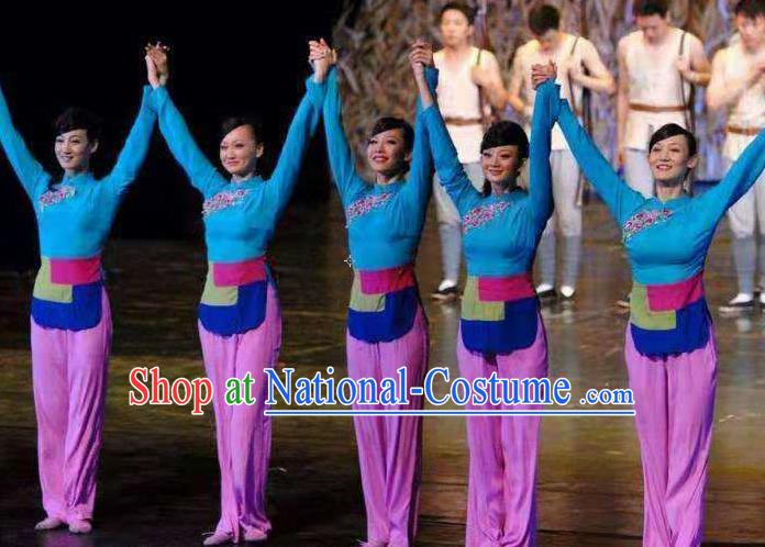 China Yangko Dance Outfits Women Group Dance Fashions Folk Dance Uniforms Fan Dance Costumes