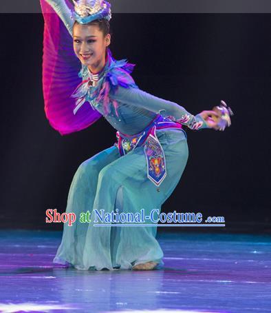 Chinese Woman Pleiospilos Simulans Dance Clothing Classical Dance Garment Costumes Stage Performance Green Dress Outfits