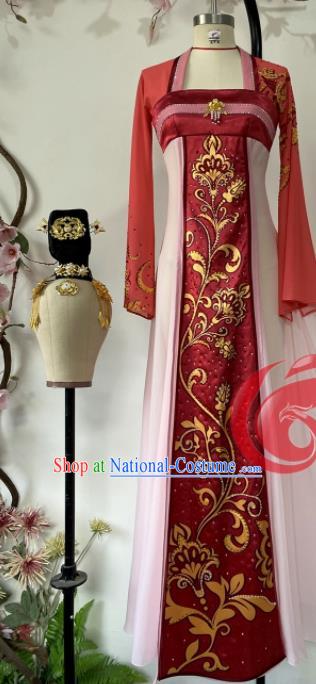 Chinese Woman Hanfu Dance Clothing Classical Dance Garment Costumes Beauty Stage Performance Red Dress Outfits