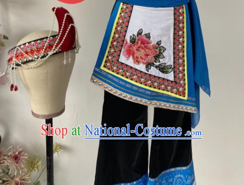 Chinese She Nationality Woman Clothing Ethnic Folk Dance Black Uniforms Minority Performance Garment Costumes