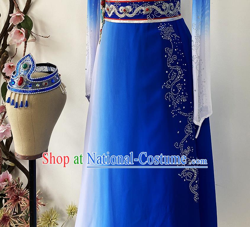 Chinese Ethnic Folk Dance Royalblue Dress Uniforms Mongol Minority Performance Garment Costumes Mongolian Nationality Bowl Dance Clothing