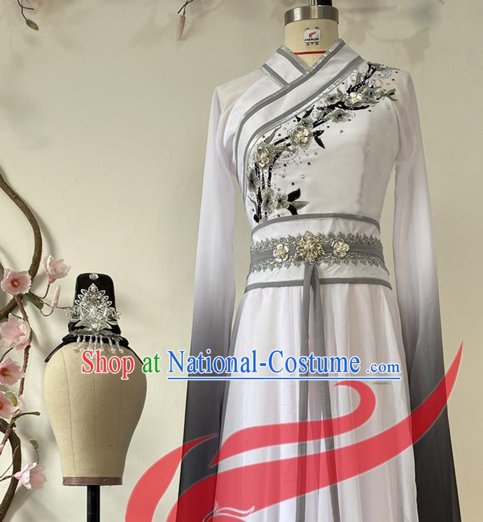 Chinese Woman Umbrella Dance Clothing Classical Dance Garment Costumes Stage Performance White Dress Outfits