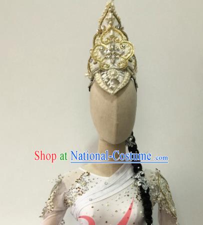 Top China Opening Dance Headdress Stage Performance Women Group Dance Hair Crown Classical Dance Hair Accessories