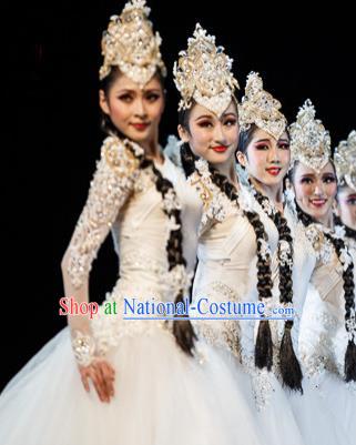 Top China Opening Dance Headdress Stage Performance Women Group Dance Hair Crown Classical Dance Hair Accessories