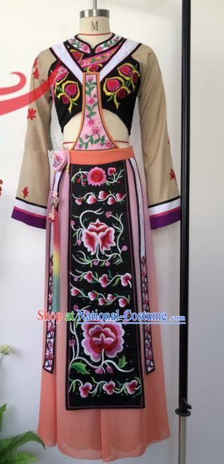 Chinese Qiang Nationality Folk Dance Costumes Sichuan National Minority Woman Clothing Ethnic Stage Performance Dress Outfits