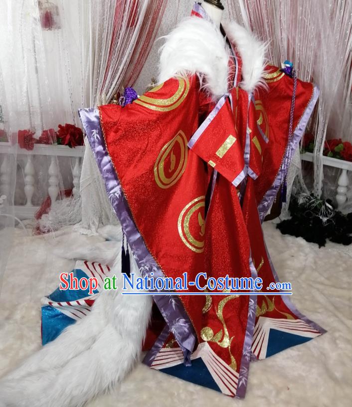 Custom Cosplay Onmyoji Red Dress Halloween Garment Costume Japanese King Kimono Clothing