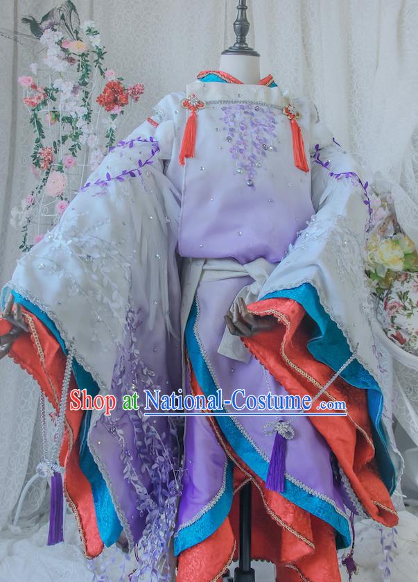 Top Japanese Garment Costumes Cosplay Onmyoji Lilac Suits Swordsman Kimono Uniforms