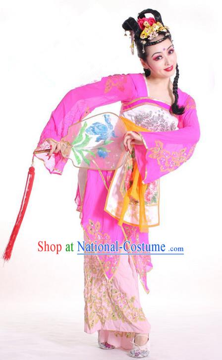 Chinese Stage Performance Rosy Outfits Fairy Fan Dance Clothing Classical Dance Garment Costumes