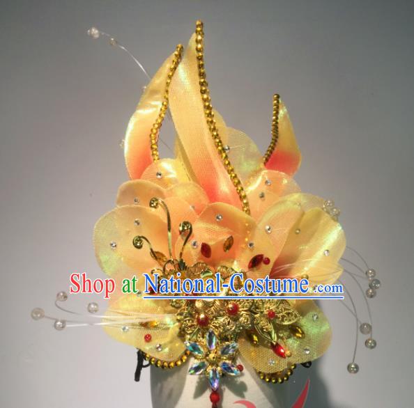 Top China Stage Performance Headpiece Spring Festival Gala Opening Dance Hair Accessories Female Group Dance Peony Hair Crown