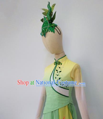 Top China Classical Dance Hair Accessories Female Group Dance Green Hair Crown Stage Performance Headpiece