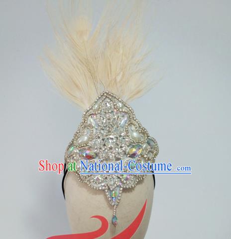 Top China Ethnic Stage Performance Headdress Dai Nationality Peacock Dance Feather Hair Crown Minority Group Dance Hair Accessories