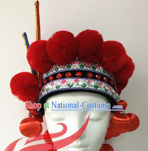 Top China Ethnic Stage Performance Headdress Minority Folk Dance Hat Zhuang Nationality Female Dance Hair Accessories