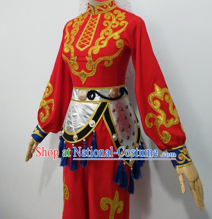 Chinese Xinjiang Minority Performance Garment Costumes Uyghur Nationality Folk Dance Clothing Ethnic Female Group Dance Red Uniforms