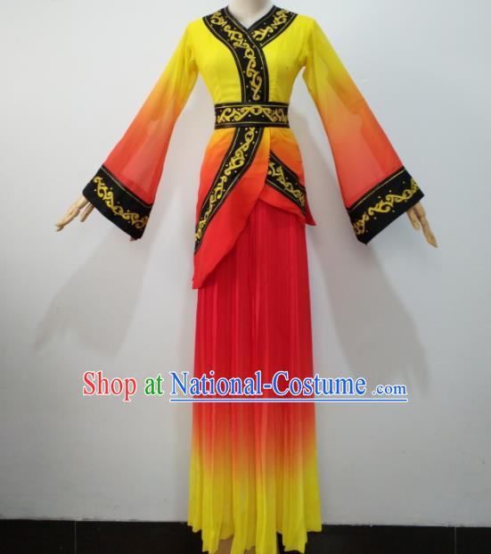 Chinese Female Group Hanfu Dance Clothing Classical Dance Garment Costumes Stage Performance Beauty Red Dress Outfits