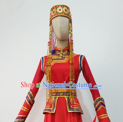 Top China Mongolian Minority Princess Tassel Headwear Mongol Nationality Female Dance Hat Ethnic Stage Performance Headdress