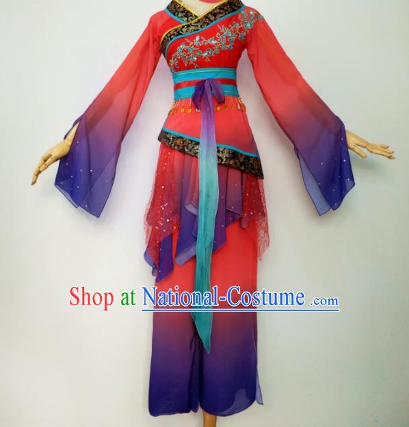 Chinese Stage Performance Beauty Dance Red Outfits Umbrella Dance Clothing Classical Dance Garment Costumes