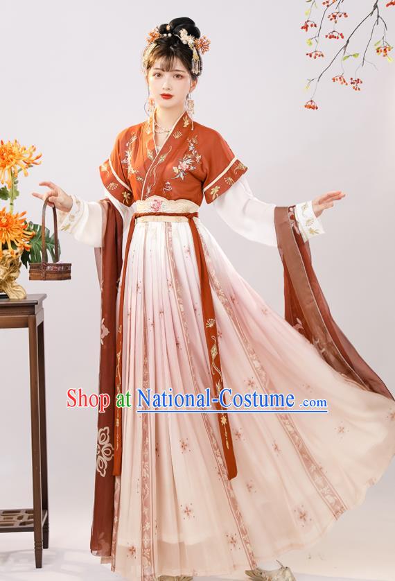 China Tang Dynasty Royal Princess Hanfu Dress Traditional Young Beauty Historical Clothing Ancient Court Lady Garment Costumes