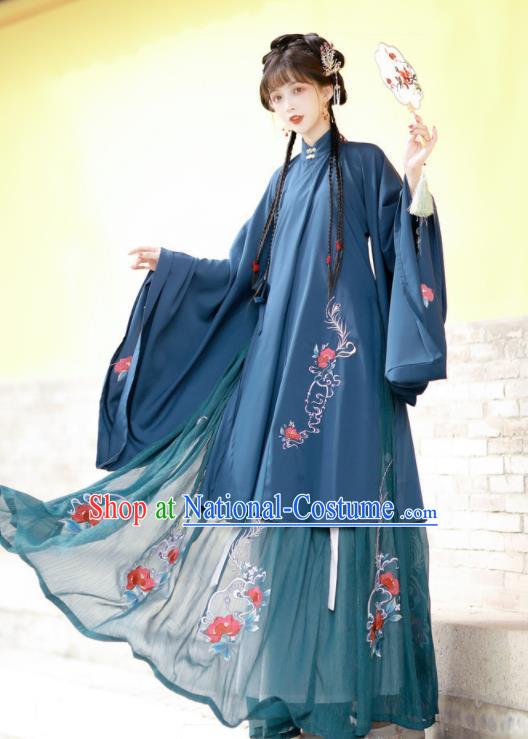 China Ancient Young Beauty Garment Costumes Traditional Ming Dynasty Noble Woman Hanfu Dress Historical Clothing