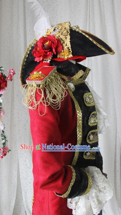 Top England Earl Uniforms European Gentleman Garment Costumes Cosplay Pirate Red Suits