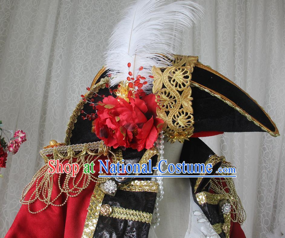 Top Halloween Cosplay Pirate Red Suits Spanish Earl Uniforms European Gentleman Garment Costumes