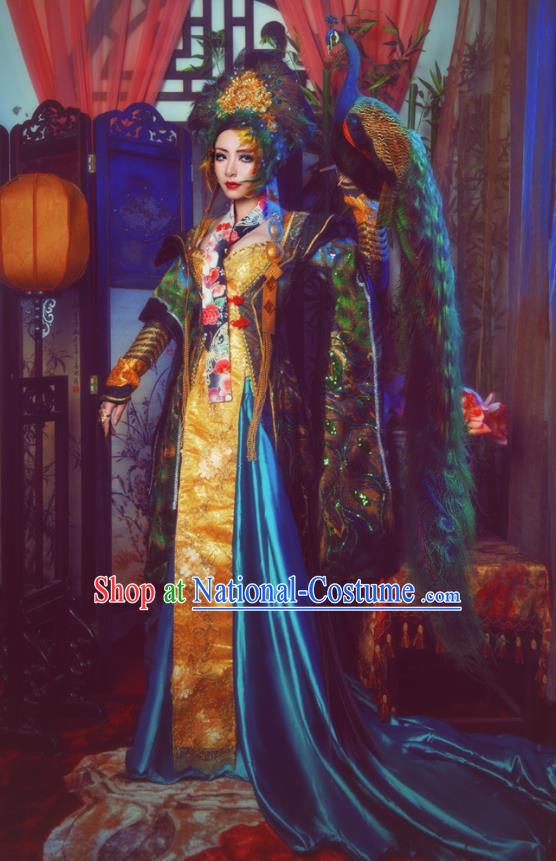 Chinese Traditional Qing Dynasty Empress Dress Ancient Queen Mother Clothing Cosplay Empress Dowager Garment Costumes