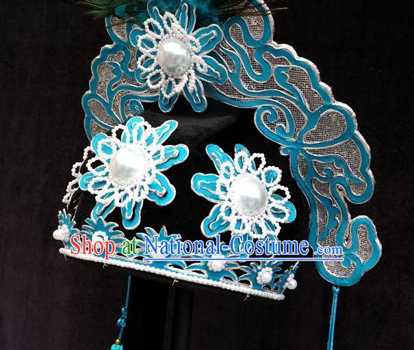 Chinese Peking Opera Xiaosheng Hat Shaoxing Opera Scholar Liang Shanbo Headwear Huangmei Opera Niche Feather Headdress