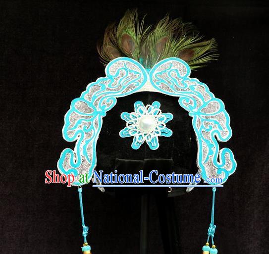 Chinese Peking Opera Xiaosheng Hat Shaoxing Opera Scholar Liang Shanbo Headwear Huangmei Opera Niche Feather Headdress