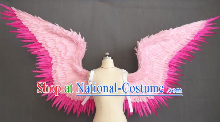 Custom Brazil Parade Props Halloween Cosplay Deluxe Pink Feather Angel Wings Stage Show Decorations Carnival Catwalks Back Accessories