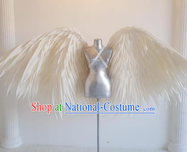 Custom Brazil Catwalks Props Cosplay Deluxe White Feather Wings Halloween Stage Show Decorations Carnival Parade Angel Back Accessories