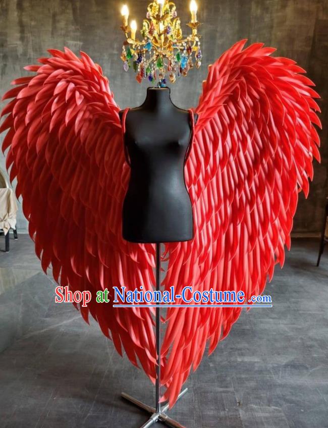 Custom Carnival Parade Angel Back Accessories Brazil Catwalks Props Cosplay Deluxe Red Feather Wings Halloween Stage Show Decorations