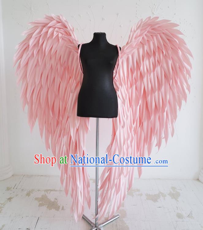 Custom Halloween Stage Show Decorations Carnival Parade Angel Back Accessories Brazil Catwalks Props Cosplay Deluxe Pink Feather Wings