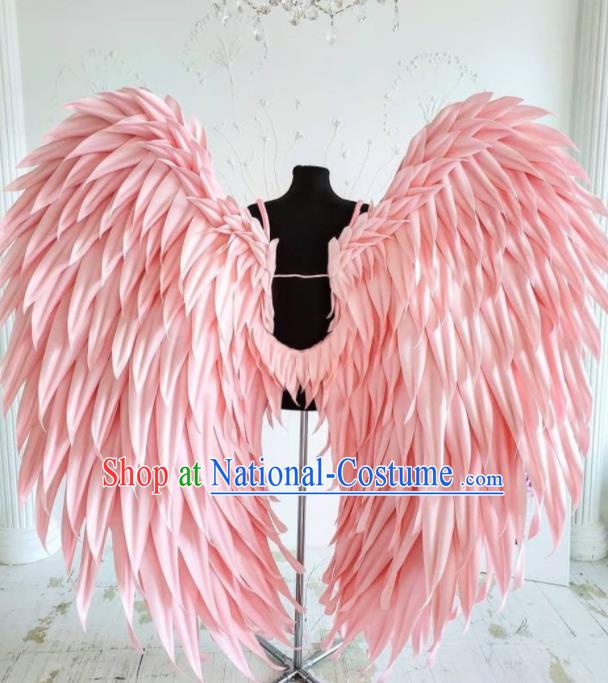 Custom Cosplay Deluxe Pink Feather Wings Halloween Stage Show Decorations Carnival Parade Angel Back Accessories Brazil Catwalks Props